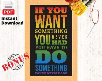 Dichos motivacionales contados Tabla de patrones de punto de cruz / Citas positivas e inspiradoras