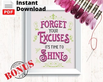 Motivational Sayings Counted Cross Stitch Pattern Chart | Positive and Inspirational Quotes