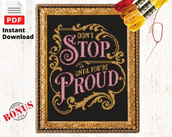 Dichos motivacionales contados Tabla de patrones de punto de cruz / Citas positivas e inspiradoras