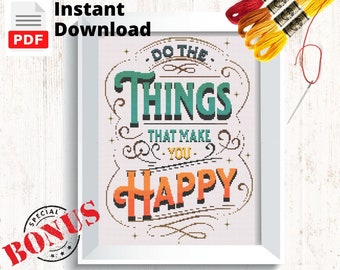 Gráfico de patrón de punto de cruz contado de refranes motivacionales/citas positivas e inspiradoras