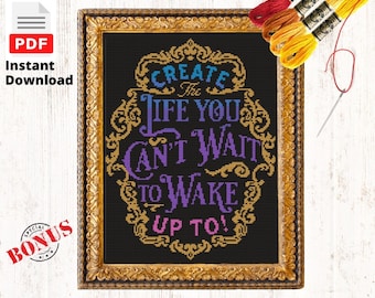 Motivational Sayings Counted Cross Stitch Pattern Chart | Positive and Inspirational Quotes