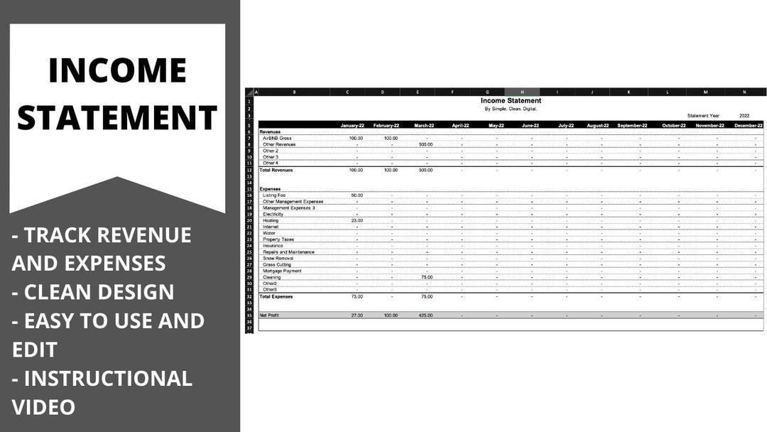 Airbnb Statement, VRBO, Short Term Rental Statement Excel