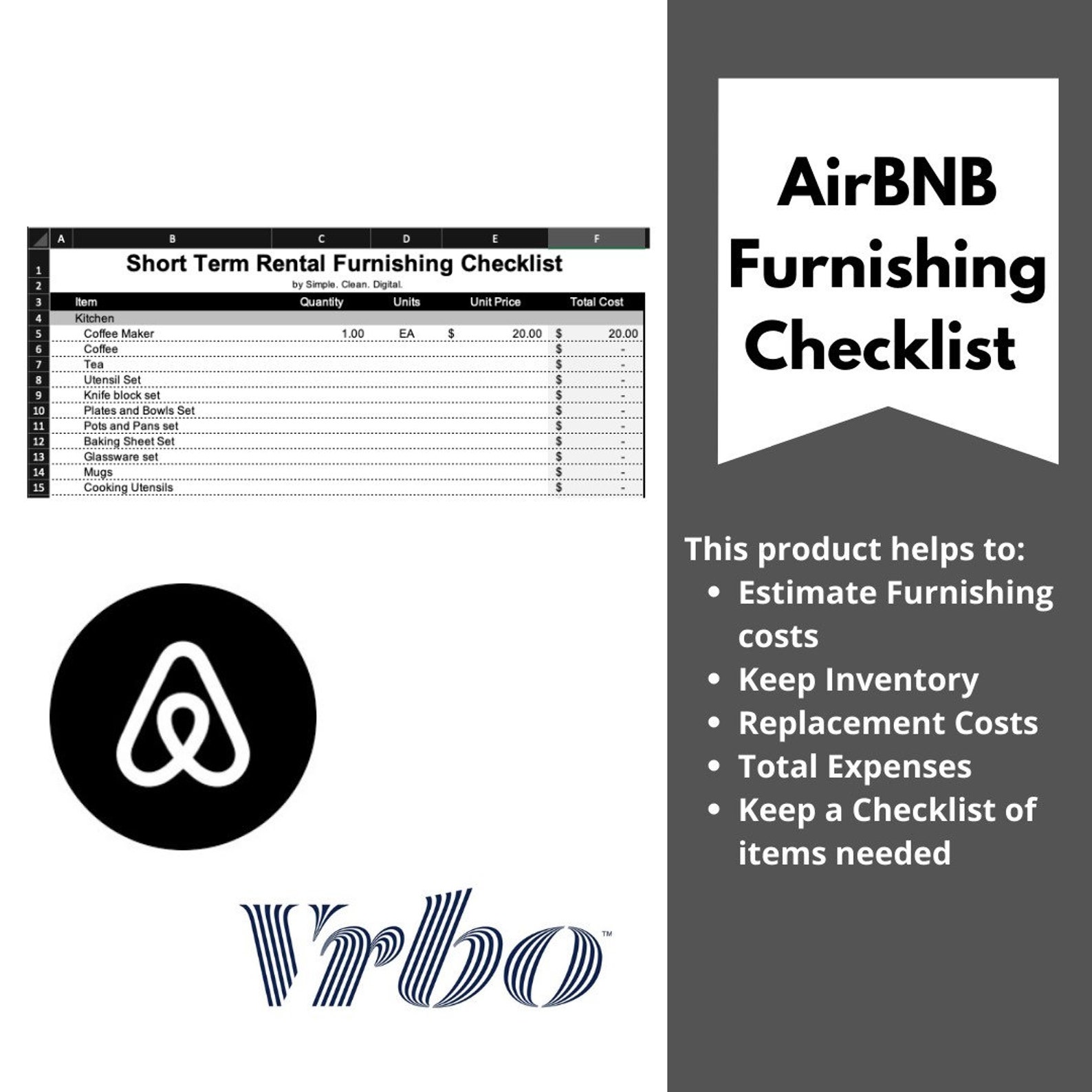 Airbnb Furnishing Checklist, VRBO, Short Term Rental Furnishing