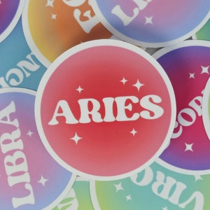 Autocollants d'aura d'astrologie | Sticker signe du zodiaque | Sticker signe de naissance | Sticker signe solaire | Sticker signe astrologique | Cadeau d'astrologie | Décoration astrologique