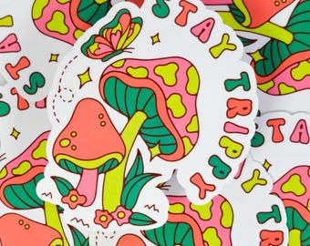 Autocollant champignon psychédélique - Autocollant vinyle rétro groovy