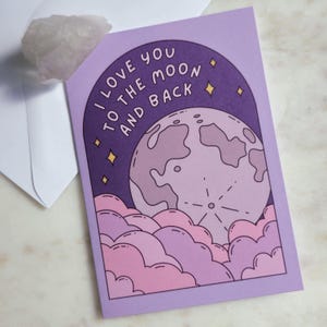 Je t'aime jusqu'à la lune et le dos de la carte | carte d'anniversaire | Je t'aime carte | Juste parce que carte | Carte de voeux pour partenaire | Carte Espace