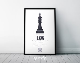 Minimalist Chess King Print | Modern Home Decor Poster