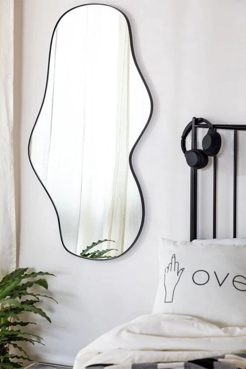 Asymmetric Mirror Wavy Wall Mirror Large Asymmetrical Etsy