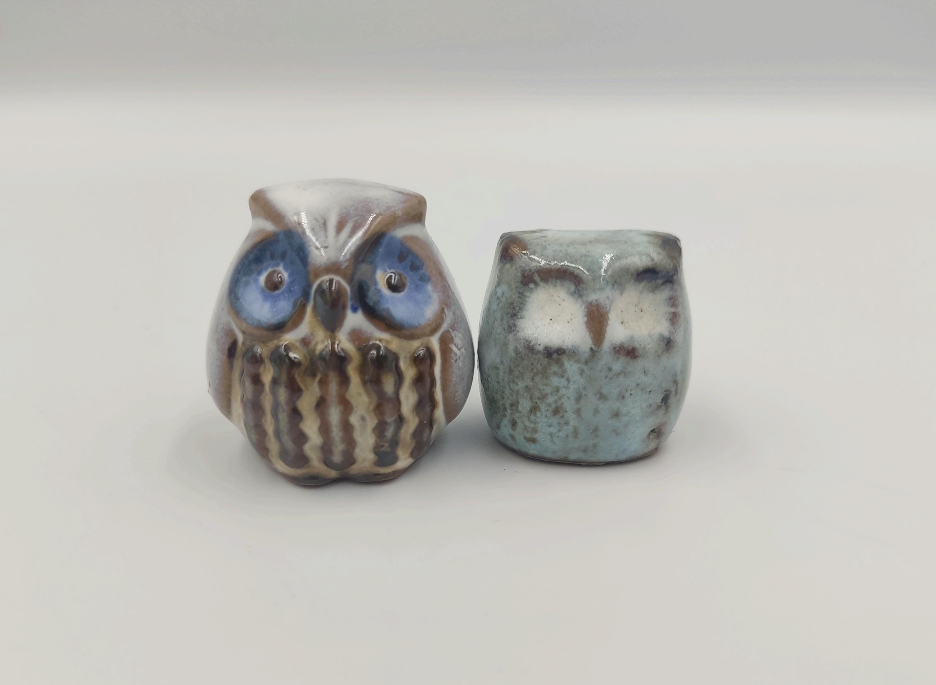 Set of two vintage owl figurine Scandinavian style 1970 retro