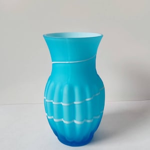 Bohemia glass vase light blue colour vintage art glass Czech
