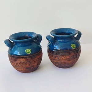 Ninnie (NIE) Forsgren (1960er Jahre) Schweden Handgemachte Keramik 2Er Set Vase