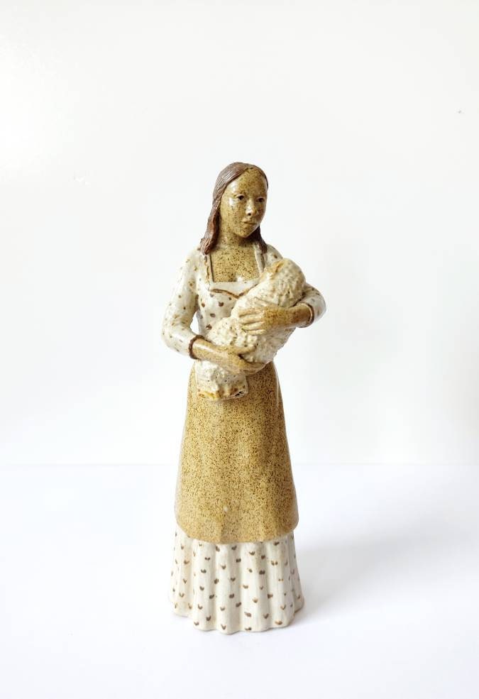 Mother and Child Sculpture figure ceramic signed gift mom mother