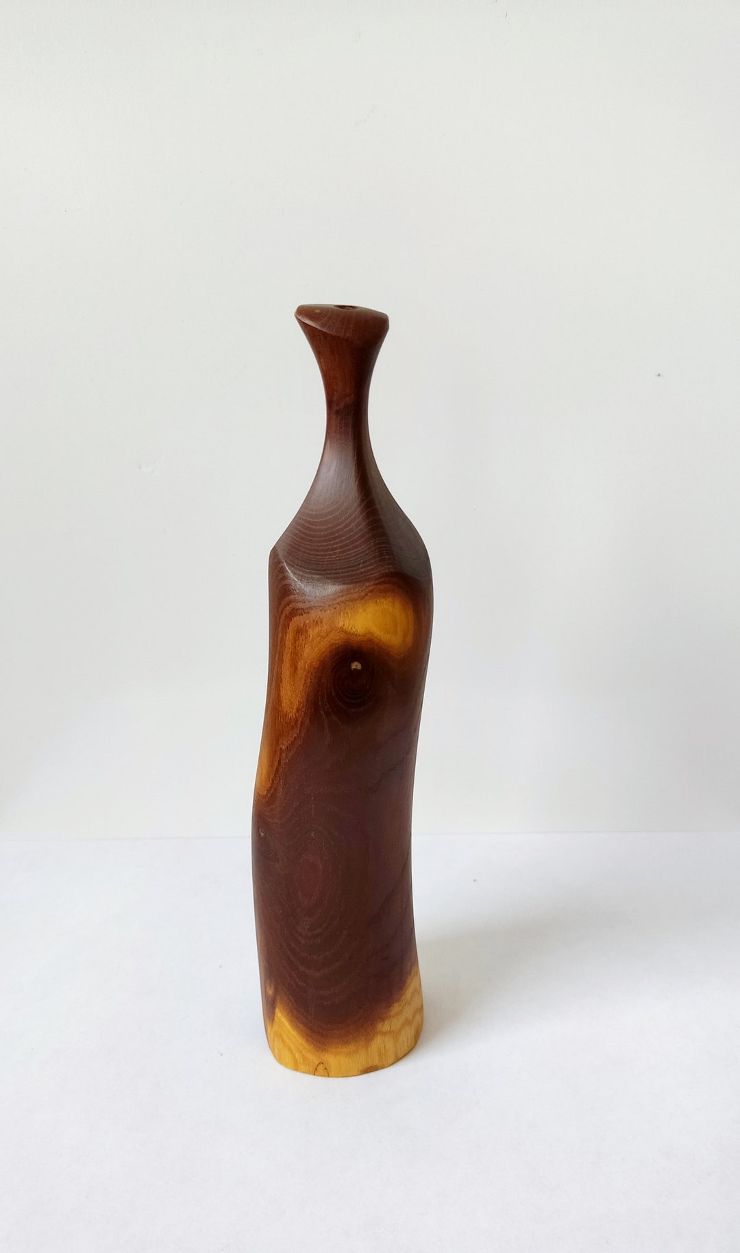 Vintage Wood Vase Boho Style Etsy