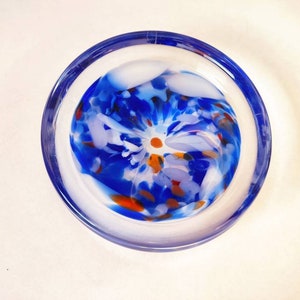 Vintage Schweden Kunst Glas klar blau Schale