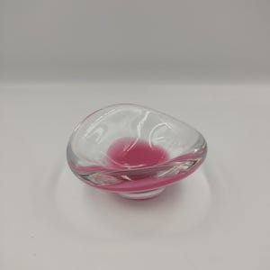 Kosta Boda Art Glass Bowl - Pink Base Vintage Scandinavian Design