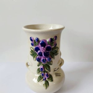 Vintage ROSA LJUNG ceramic Vase handpainted Scandinavian vintage Swedish floral