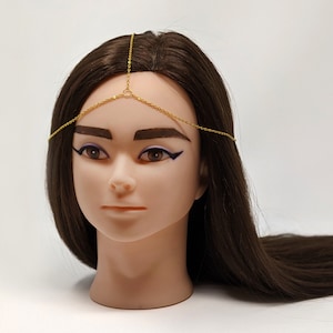 SIMPLE HEAD CHAIN - Gold Chain Hair Jewelry - Jewellery Hijab - Forehead Jewelry - Bridal Goddess Wedding Tikka