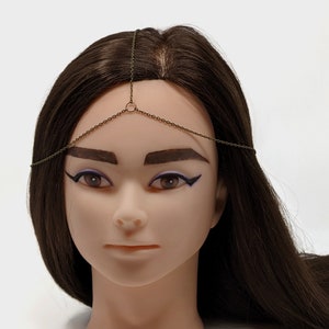 SIMPLE HEAD CHAIN - Bronze Chain Hair Jewelry - Jewellery Hijab - Forehead Jewelry - Bridal Goddess Wedding Tikka