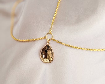 CHAÎNE DE TÊTE - Larme de cristal jaune - Bijoux de bijoux de cheveux de chaîne d’or - Bijoux de front - Déesse nuptiale mariage Tikka
