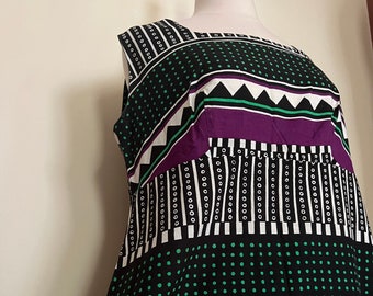 Vintage 60s Kaisu Heikkilä maxi sundress with mod, geometric print