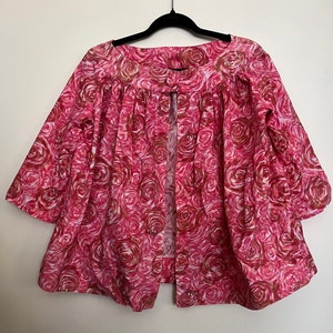 Vintage 50s handmade swing jacket in pink floral pattern