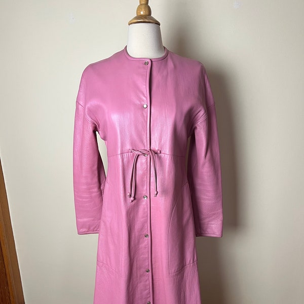 Stunning 1960s Bonnie Cashin Sills snap front pink leather coat