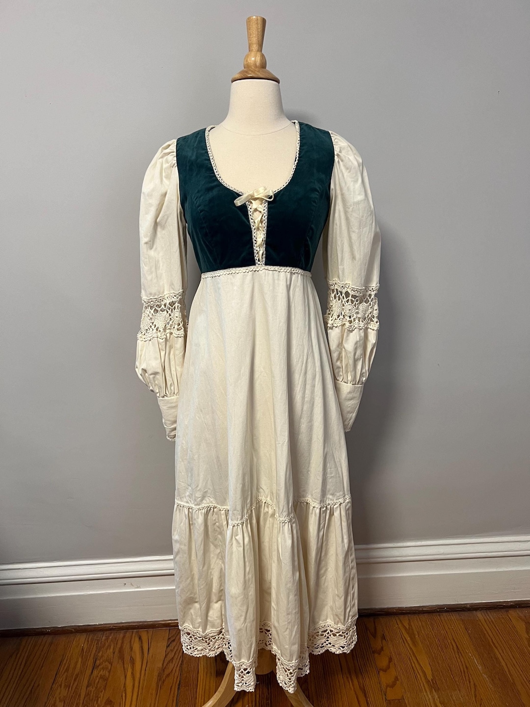 Vintage 70s Gunne Sax Green Velvet Bodice Boho Maxi Size 11 - Etsy