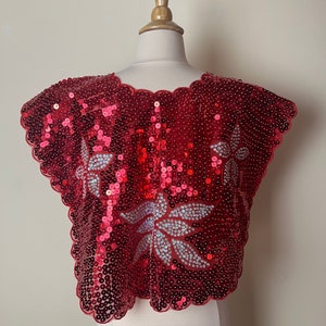 Vintage 80s unbranded red sequined holiday top image 3