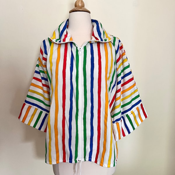 Vintage 70s Teddi of California zip-front rainbow jacket