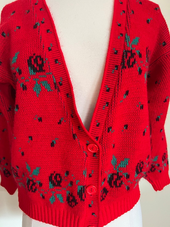 Vintage 80s Little Funky rose patterned cardigan