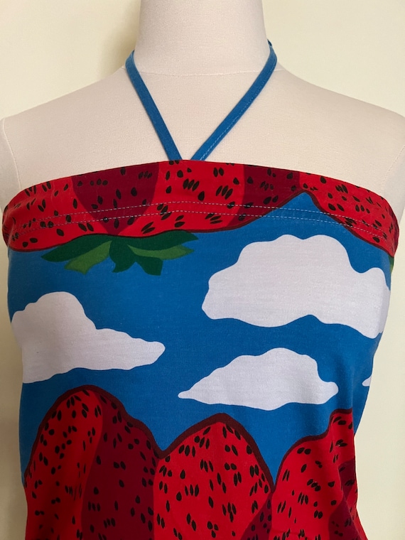 Marimekko Masikkavuoret (Strawberry) halter dress… - image 7