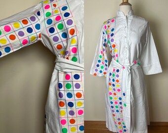 Vintage 60s Catherine Ogust for Penthouse Gallery asymmetrical polka dot print shirt dress