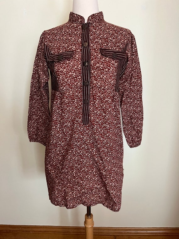 Vintage 70s handmade calico print tunic - image 1