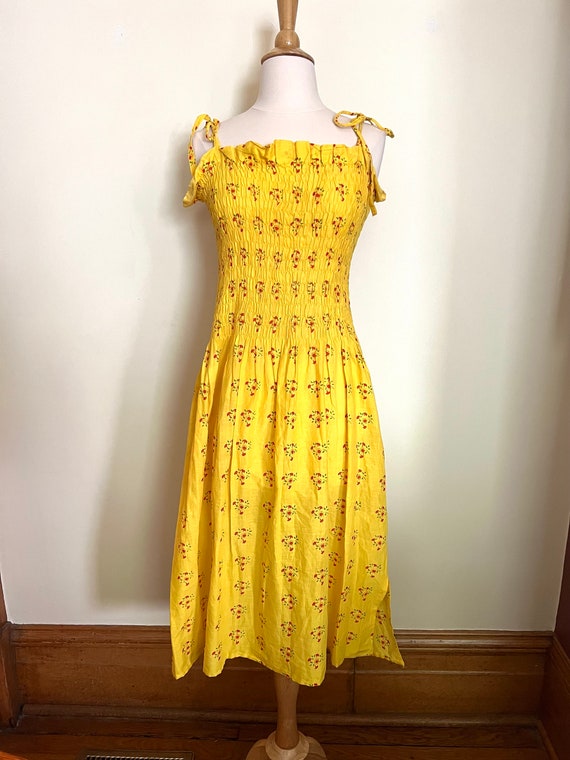 Vintage 1971 Marimekko yellow floral sundress with