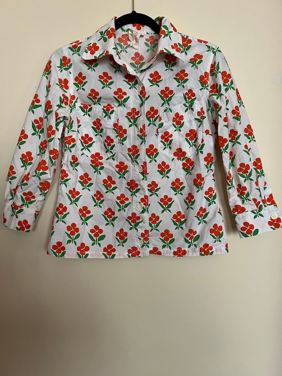 Vintage 1970s Marimekko button down blouse, 1972