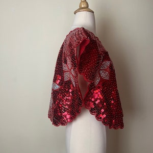 Vintage 80s unbranded red sequined holiday top image 4