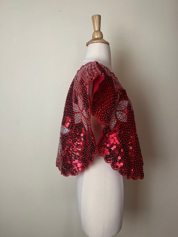 Vintage 80s unbranded red sequined holiday top - image 4