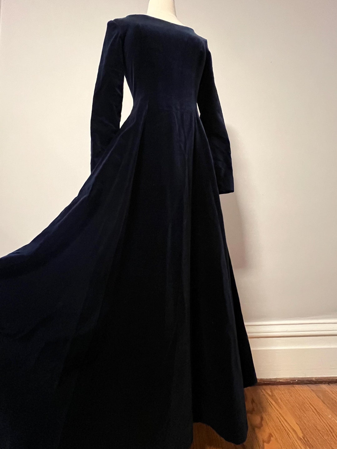Gorgeous Vintage 80s Midnight Blue Velvet Laura Ashley Maxi Dress - Etsy