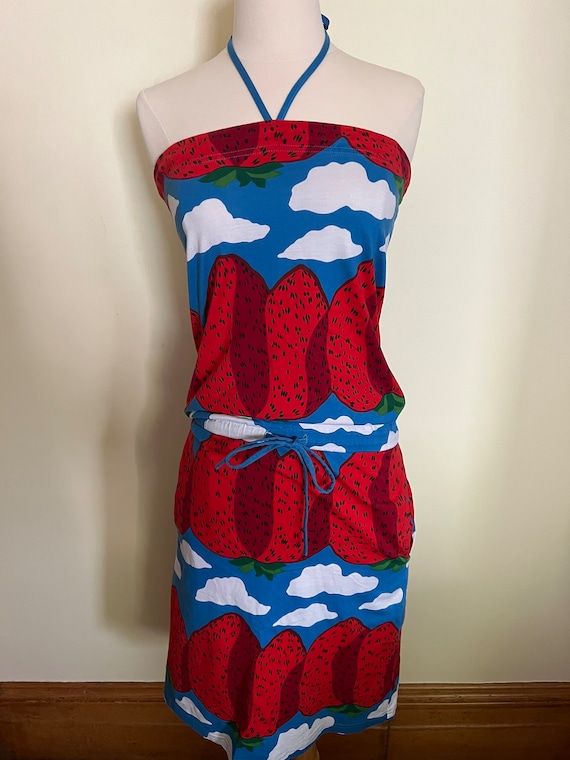 Marimekko Masikkavuoret (Strawberry) halter dress… - image 2