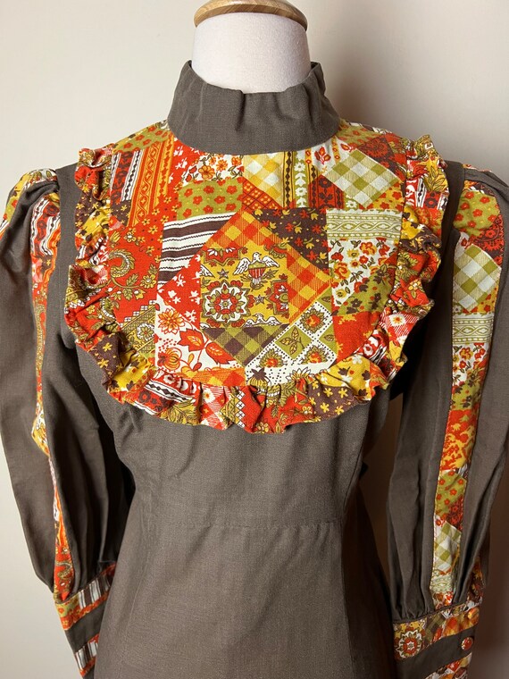 Vintage 70s handmade patchwork maxi hostess dress - image 6