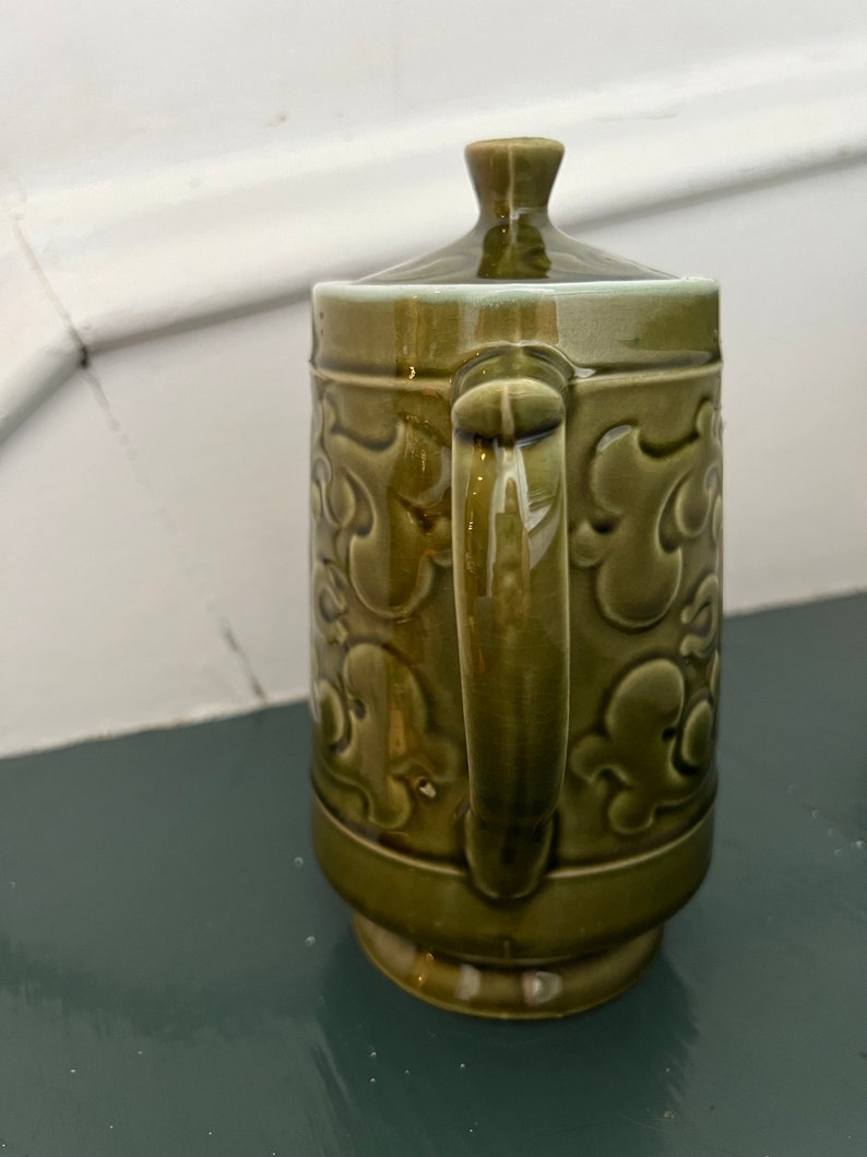 Vintage 70s Avocado Green Teapot Made in Japan Etsy