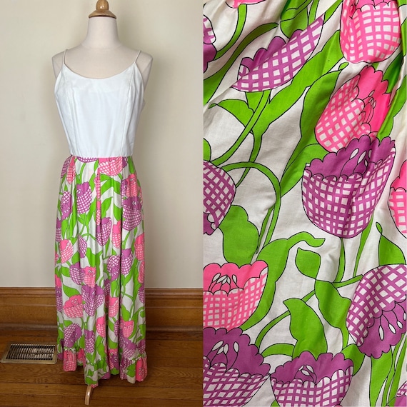 Vintage 60s Toby Tanner abstract floral maxi gown