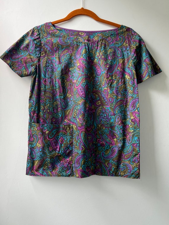 Vintage 60s handmade mod midcentury paisley/flora… - image 1