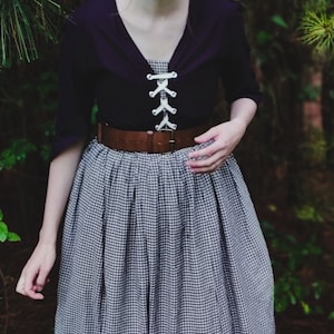 18th-Century Style Dark Blue Checkered Plaid Cotton Petticoat Skirt | Outlander Costume | Custom Size