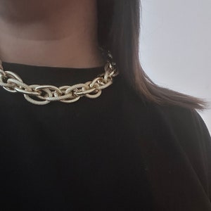 Collana a catena con grandi maglie dorate oro fine 24k Grande/ grosso/ girocollo/ catena, collana grande, catena grande immagine 6