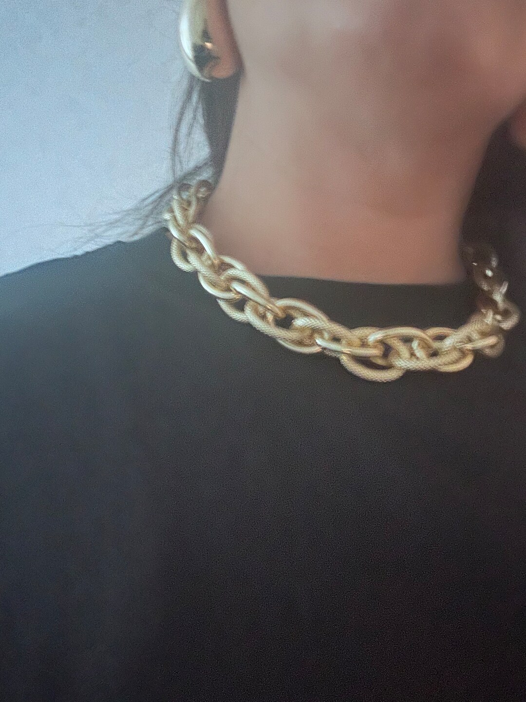 Chain Necklace With Large Golden Links - 24k Fine Gold Large/ Chunky ...