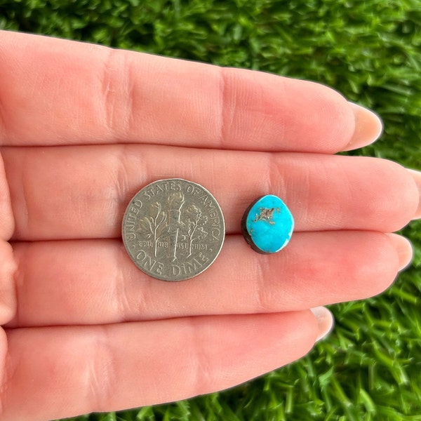 Gem Grade Natural Bisbee Turquoise Cabochon 106 - Cab Of Deep Blue and Chocolate Matrix Handmade Jewelry Collectors Turquoise Rare Backed