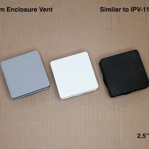 Pode incluir: Três ventilações de gabinete de 60 mm, semelhantes ao IPV-1115, em cinza, branco e preto. As ventilações têm um furo de 6,35 cm.