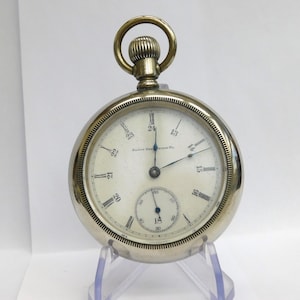 Handsome 18s Elgin pocket watch, &quot;Silveroid&quot; case. Runs, keeps good time.