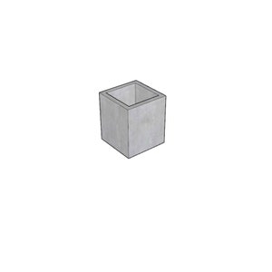 May include: A square concrete planter with a rough, textured surface.